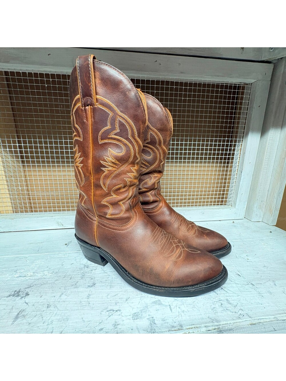 Boulet Cowboy Boots Men's Size 8.5 D Western Brown Leather